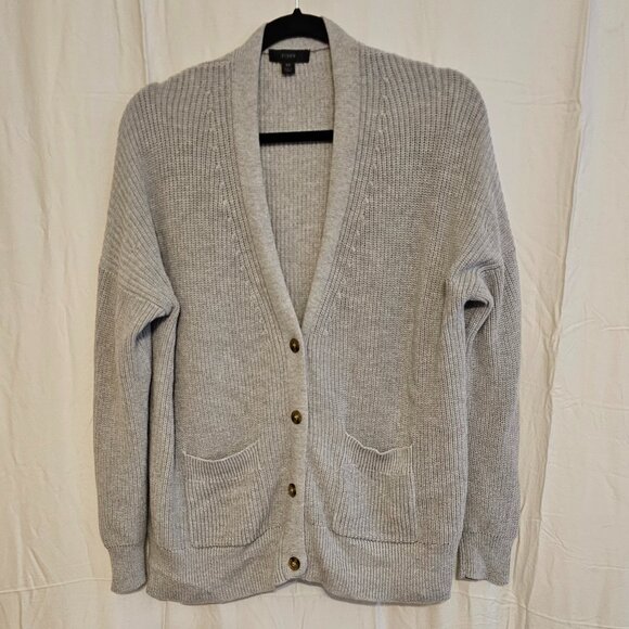 J. Crew V-neck cotton-blend cardigan sweater in Heather Dove (XS) - Picture 1 of 3